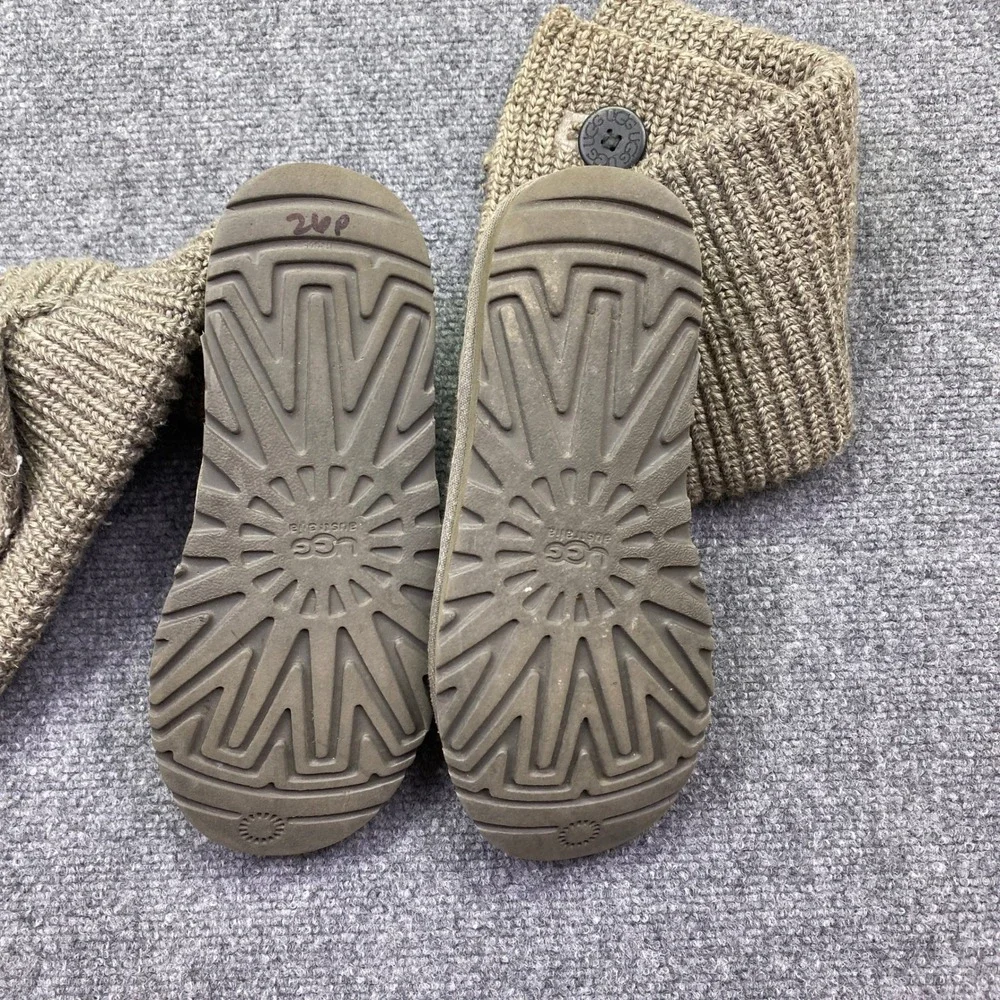 UGG Australia Classic Cardy Knit Tall Boots Tan Taupe 3 Button 5819 Womens Sz 7